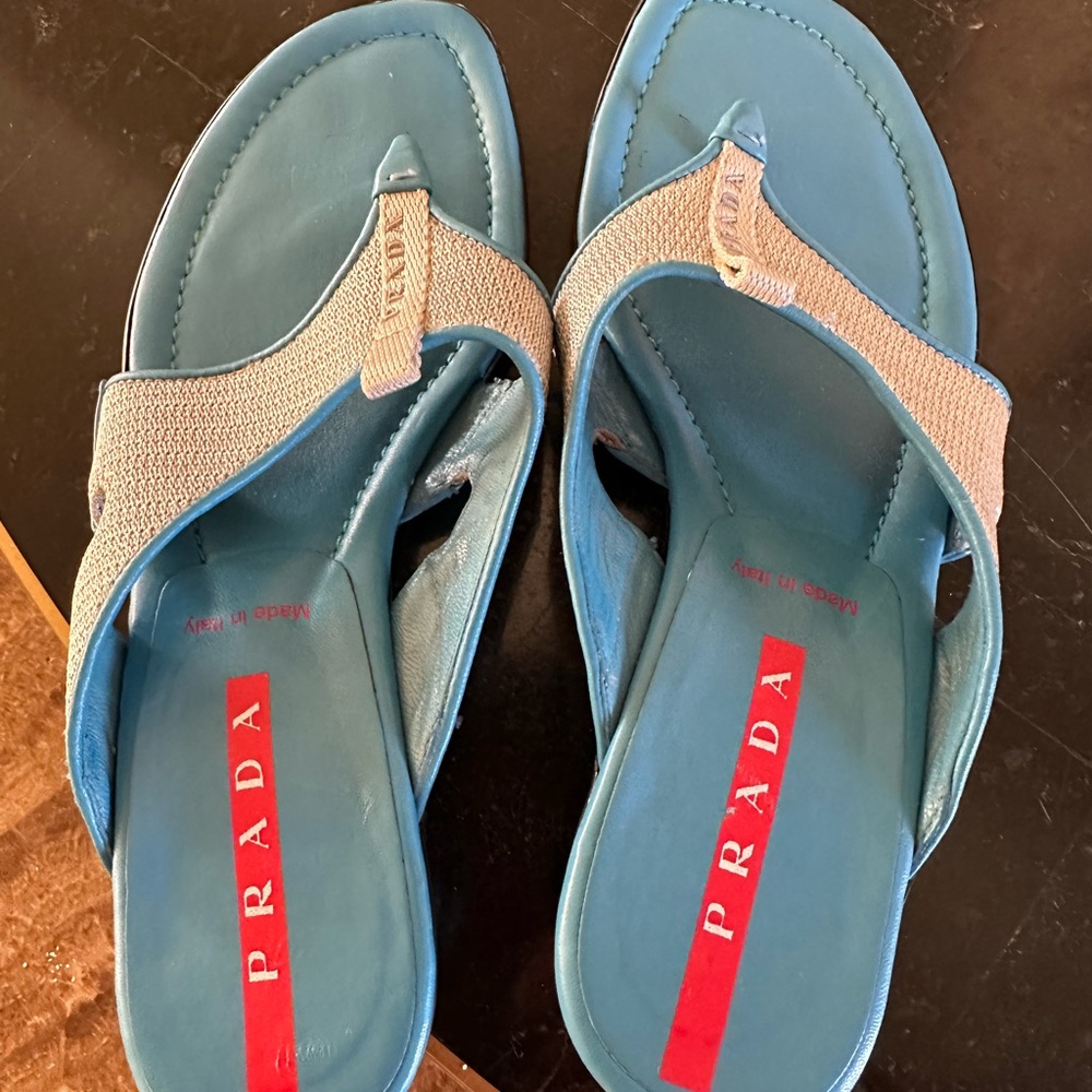 Prada Turquoise and Silver Sandals - Picture 5 of 8